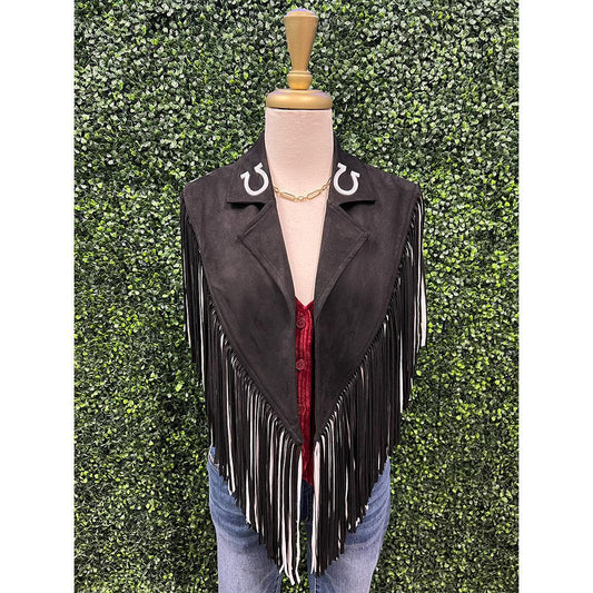 Black Horseshoe Fringe Shrug