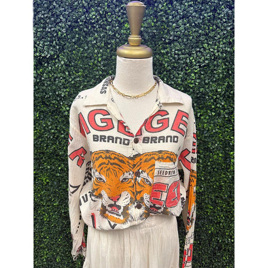 Vintage Tiger Print Long Sleeve