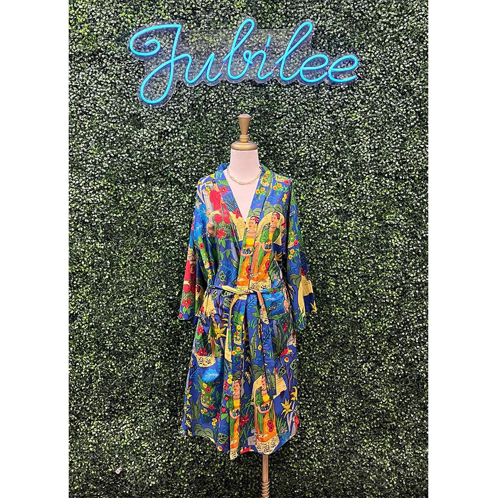 Blue Floral Frida Kimono