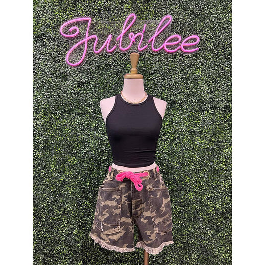 Kaylee Camouflage Print Shorts