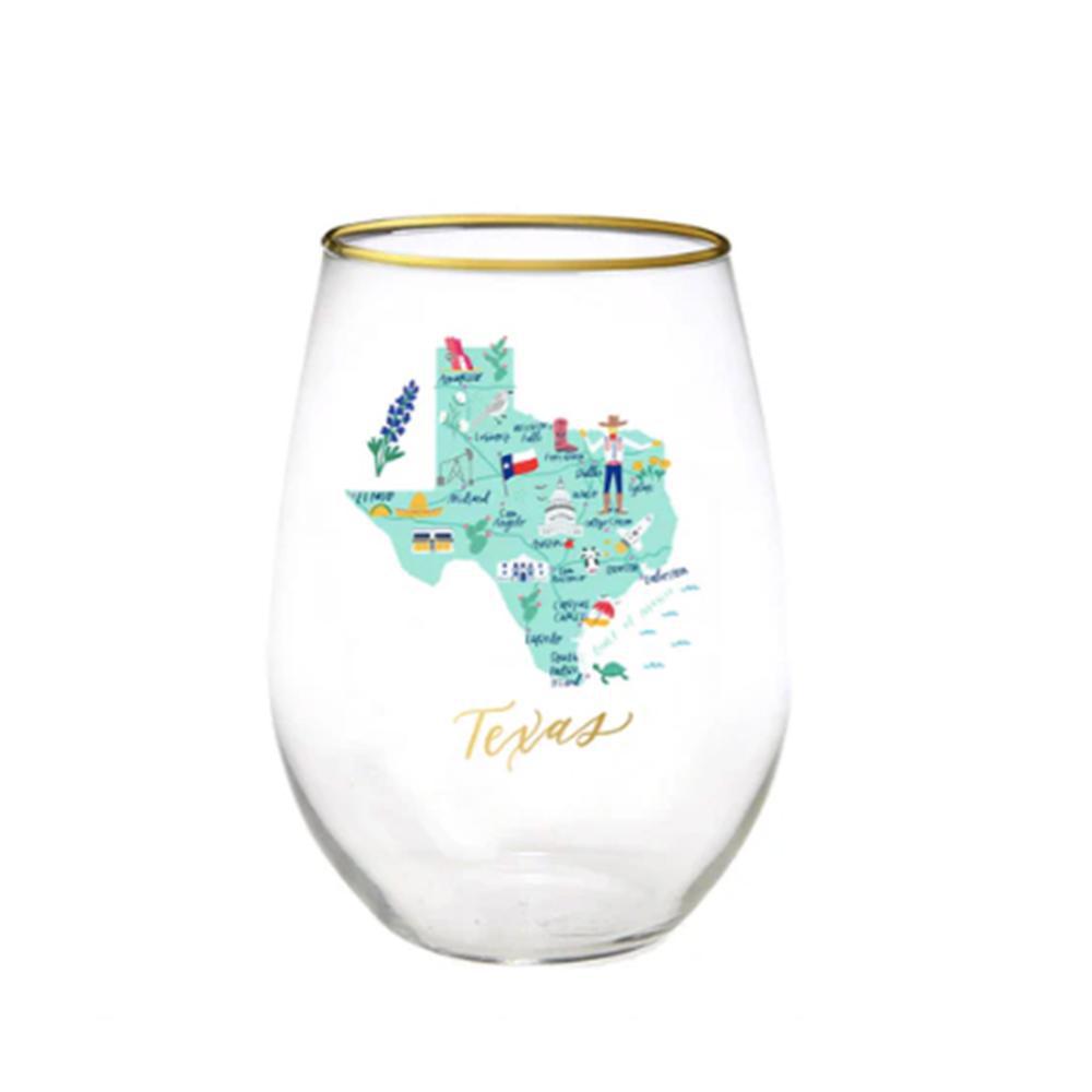 Texas Stemless Wine Glass