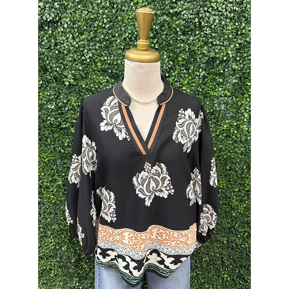 Bea Black Floral Top