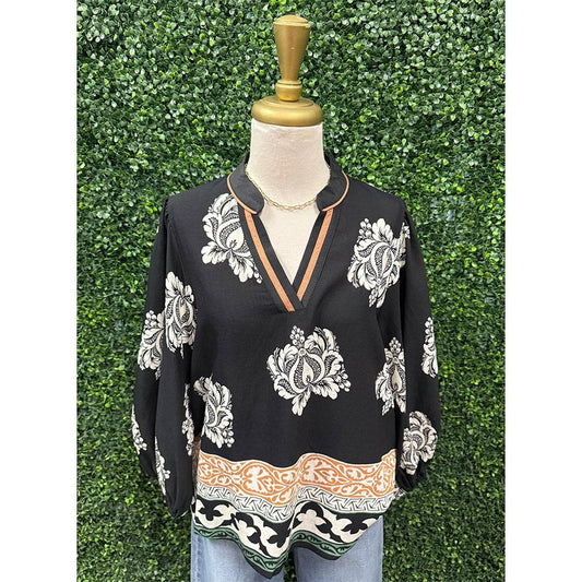 Bea Black Floral Top