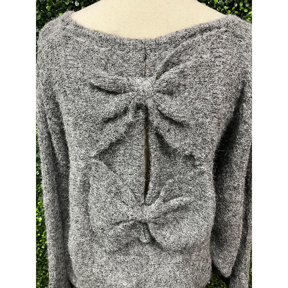 Gris Back Bow Detail Sweater