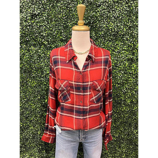 Ruby Plaid Button Down