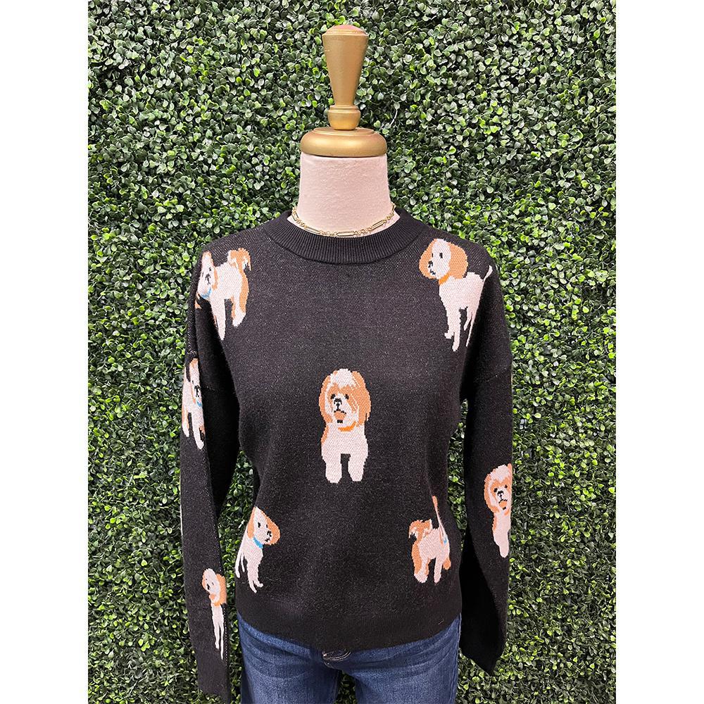 Black Dog Knit Sweater