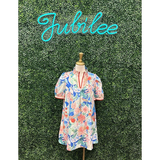 Waikiki Blue Floral Mix Mini Dress