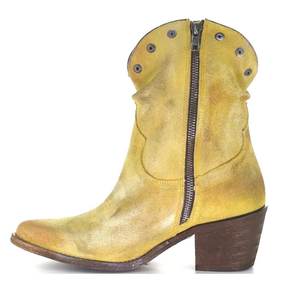 Yellow Stud & Fringe Ankle Boots Q0168
