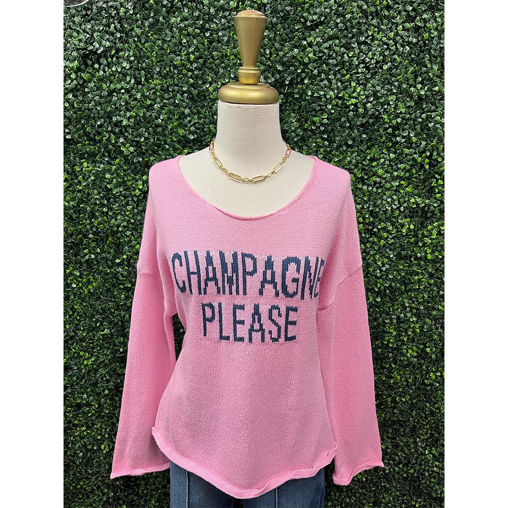 Cherry Pink "Champagne Please" Knit Sweater