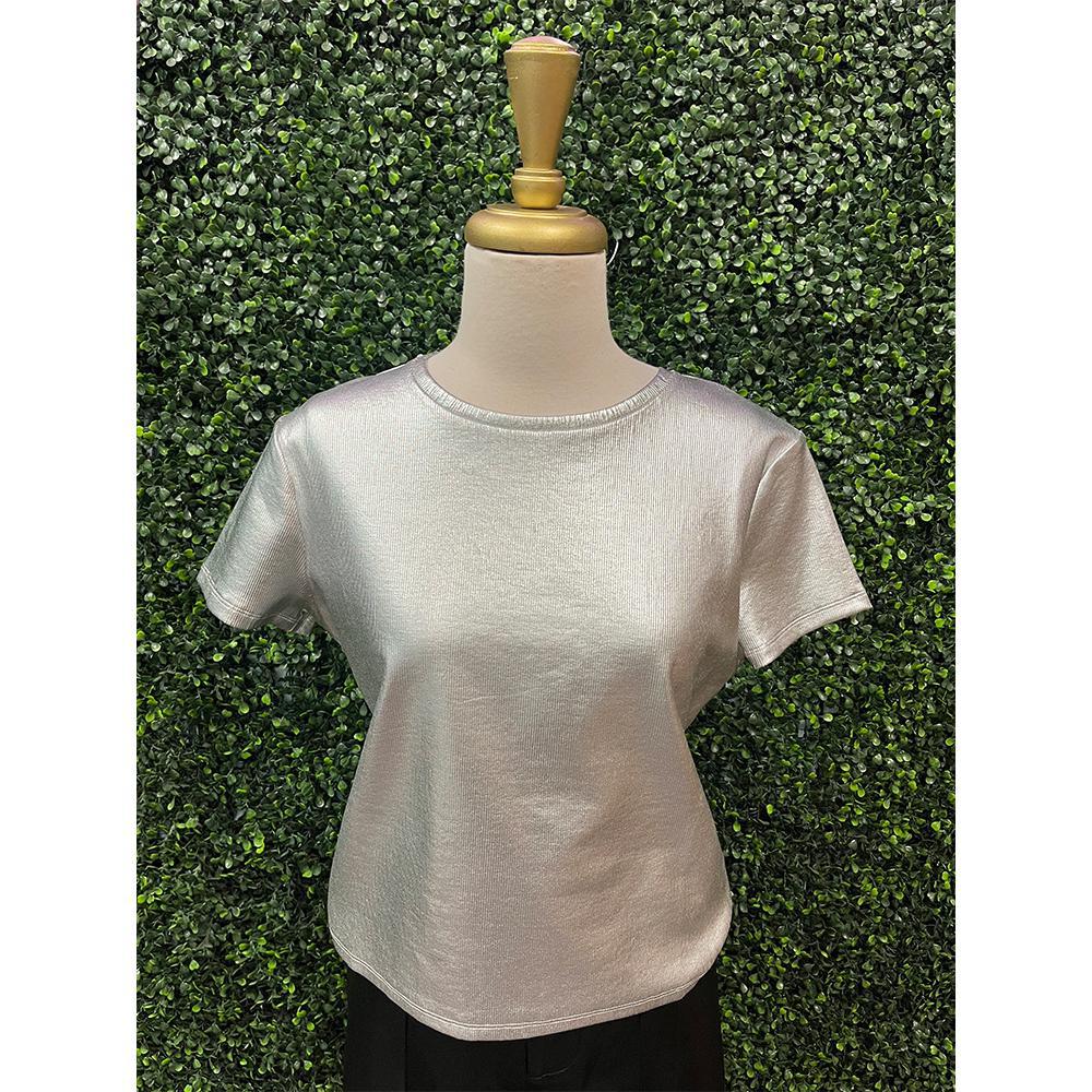 Silver Foil Bianca Short Sleeve Top