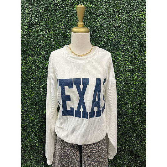 White Navy Texas Sweatshirt