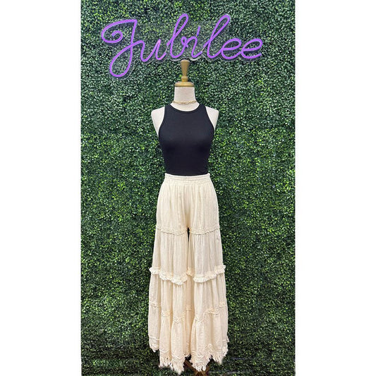 Nina Cream Lace Cotton Trousers