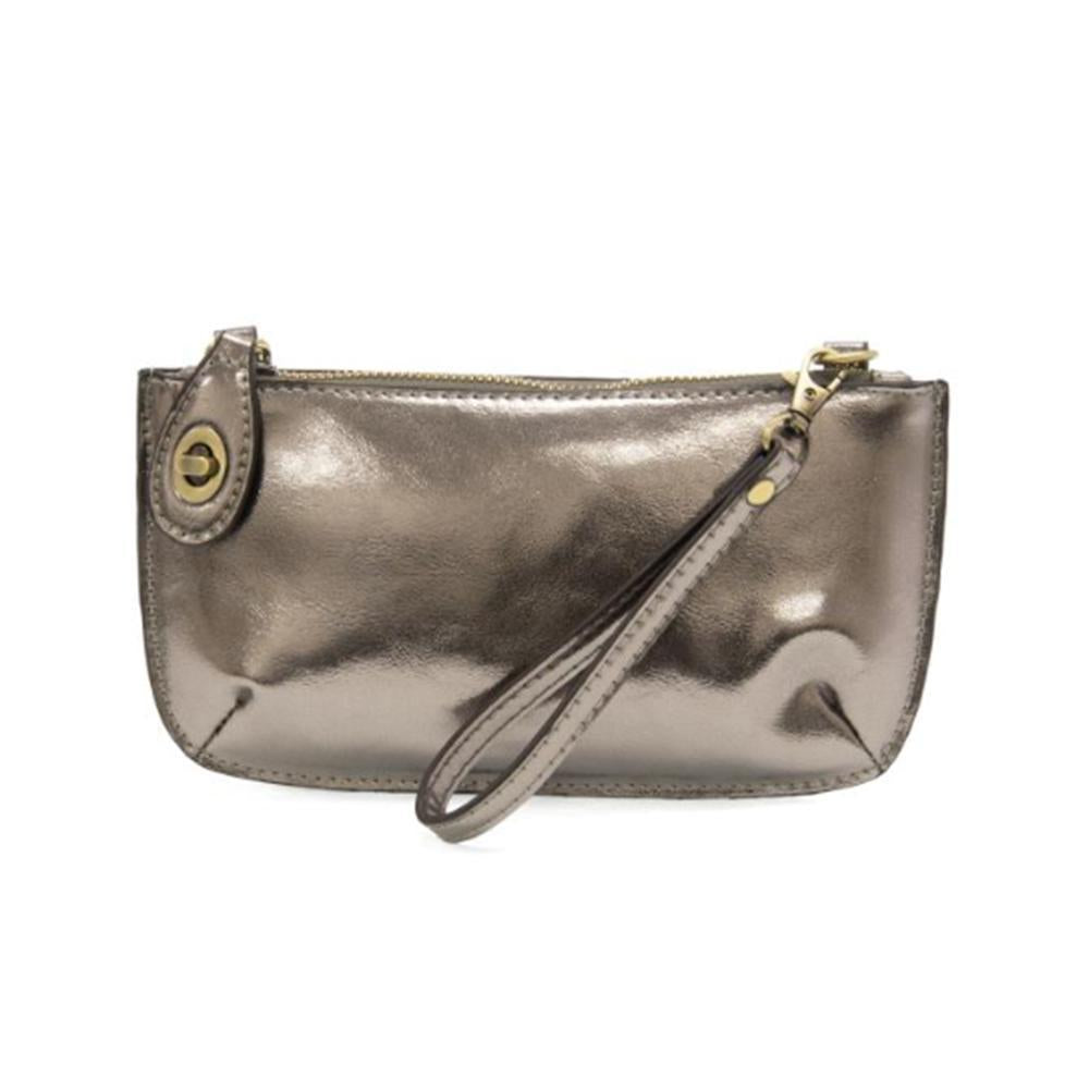 Liquid Metal Chrome Mini Crossbody Wristlet Clutch