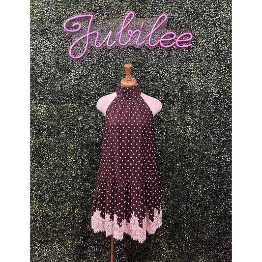 Maggie Chocolate Polka Dot Sleeveless Mini Dress