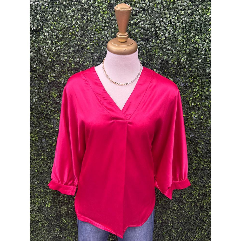 Nicole Fuchsia Satin Blouse