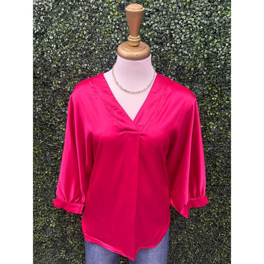 Nicole Fuchsia Satin Blouse