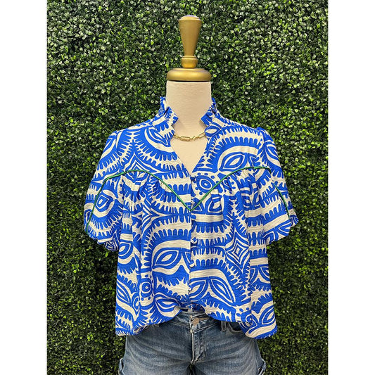 Erica Cobalt Puff Sleeve Top