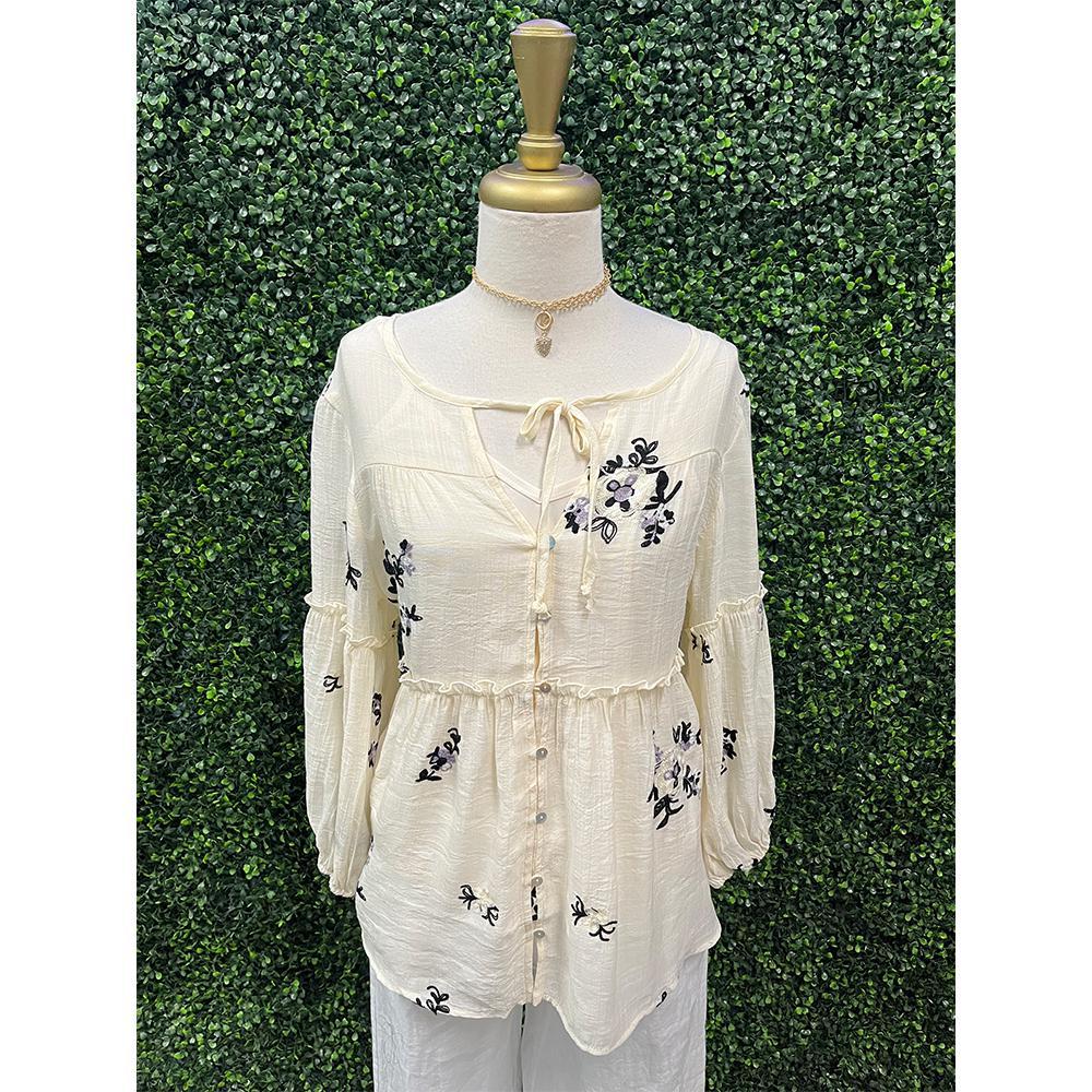 Ivy Cream & Black Floral Blouse