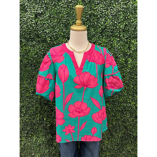 Isla Green Floral Top