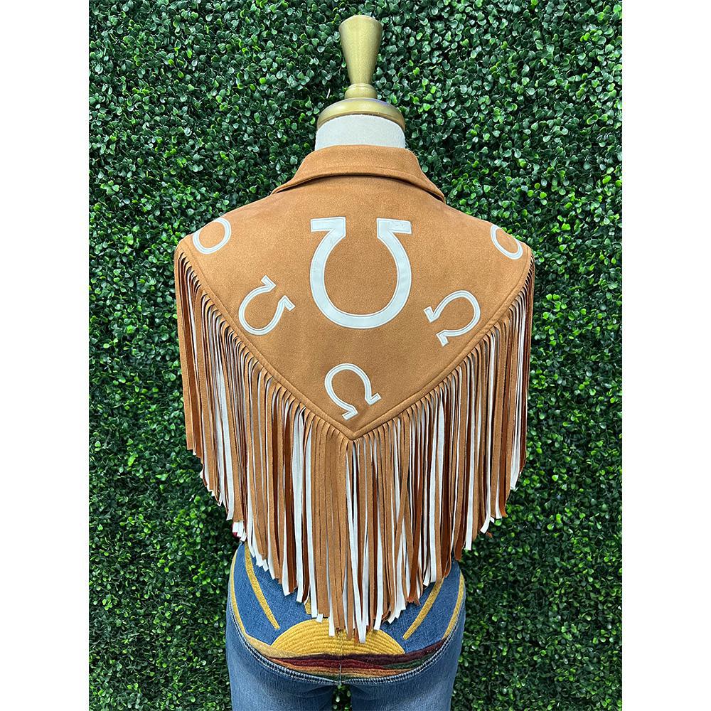 Camel Horseshoe Fringe Shrug