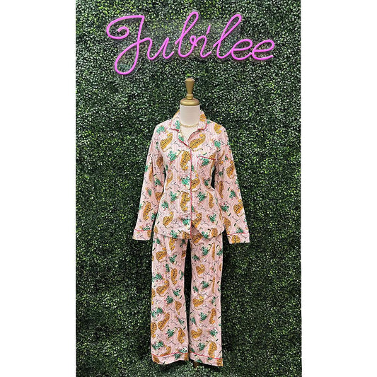 Tiger Stripe Flannel Long Pajama Set