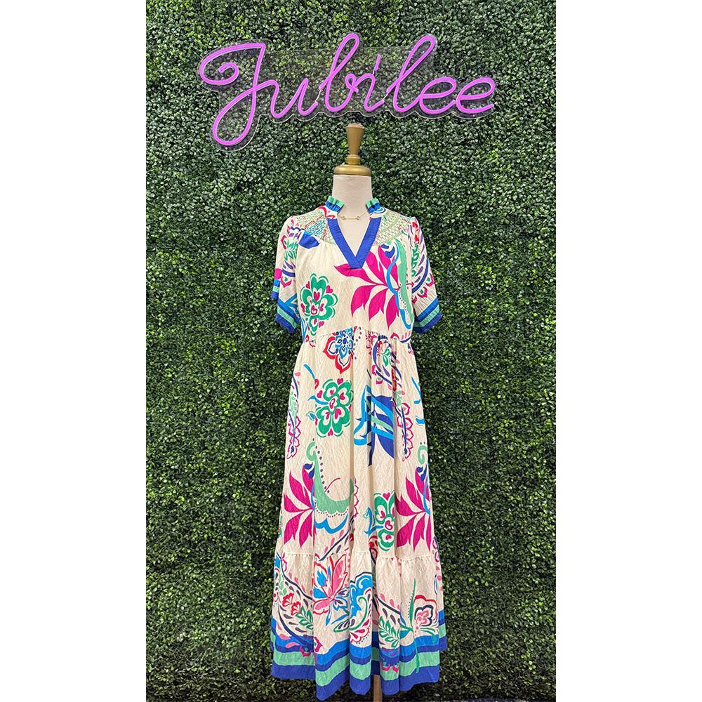 Lara Paisley Floral Tiered Midi Dress
