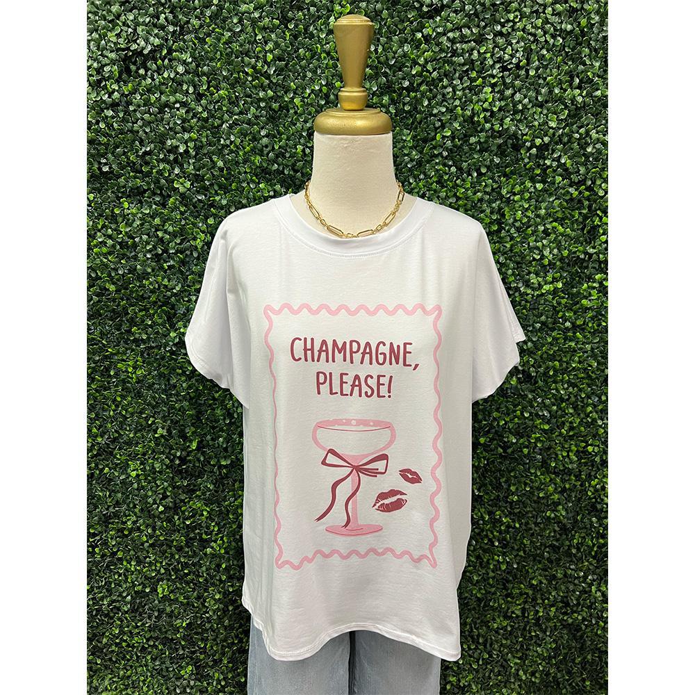Champagne Please White Tee