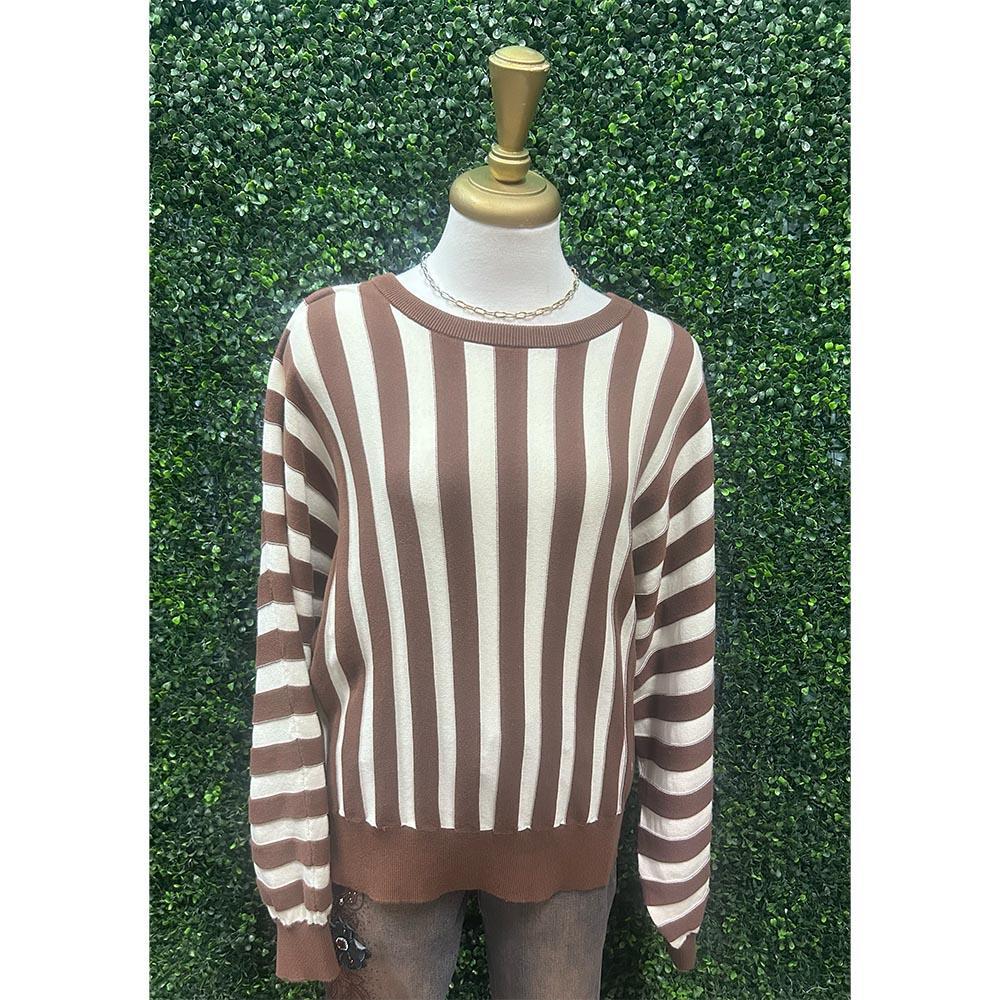 Cappuccino Vertical Stripe Knit Top