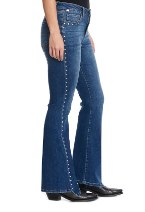 Medium Blue Ceros Mid Rise Boot Cut Jeans