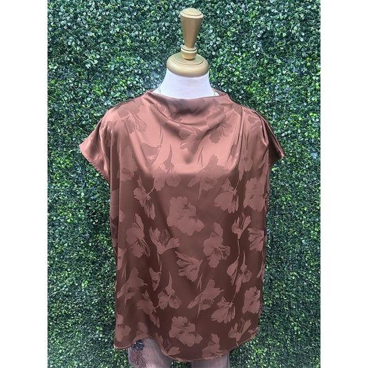 Charlotte Chocolate Floral Woven Jacquard Top