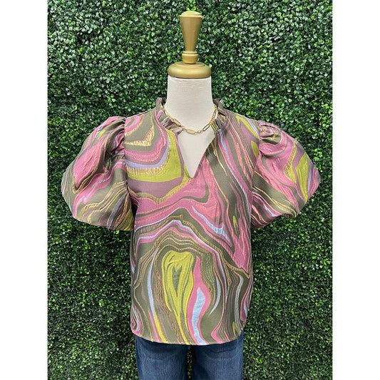 Amelia Green Mix Top