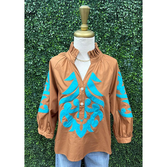 Kamila Toffee Turquoise Top