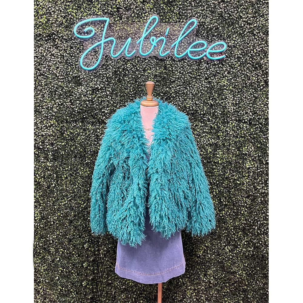 Turquoise Faux Fur Jacket