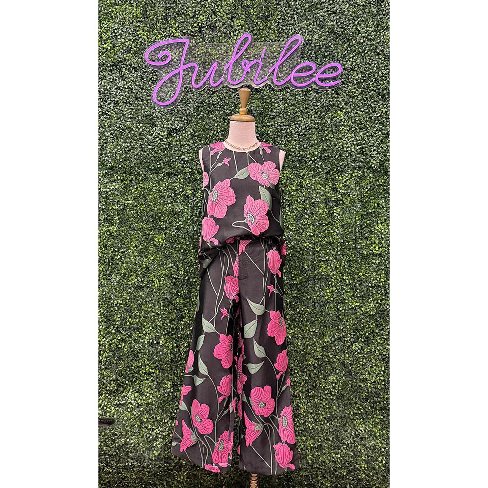 Carla Black Floral Wide Leg Pants