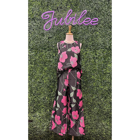 Carla Black Floral Wide Leg Pants