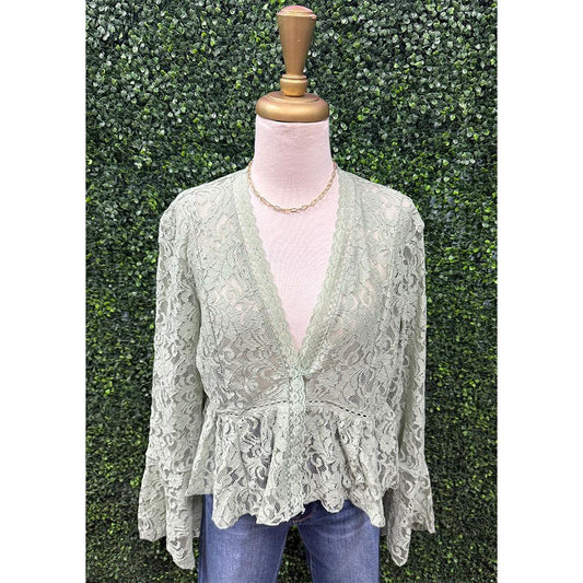 Love Sage Lace Top