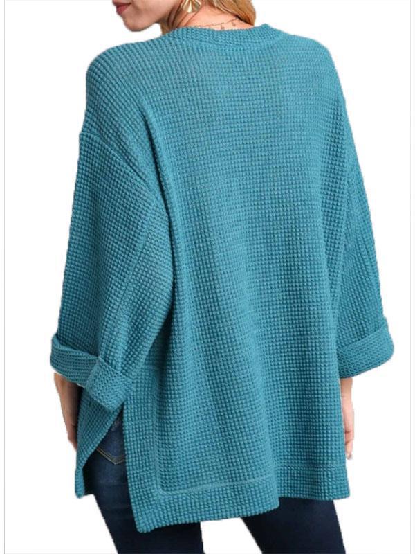 Teal Waffle Knit Top