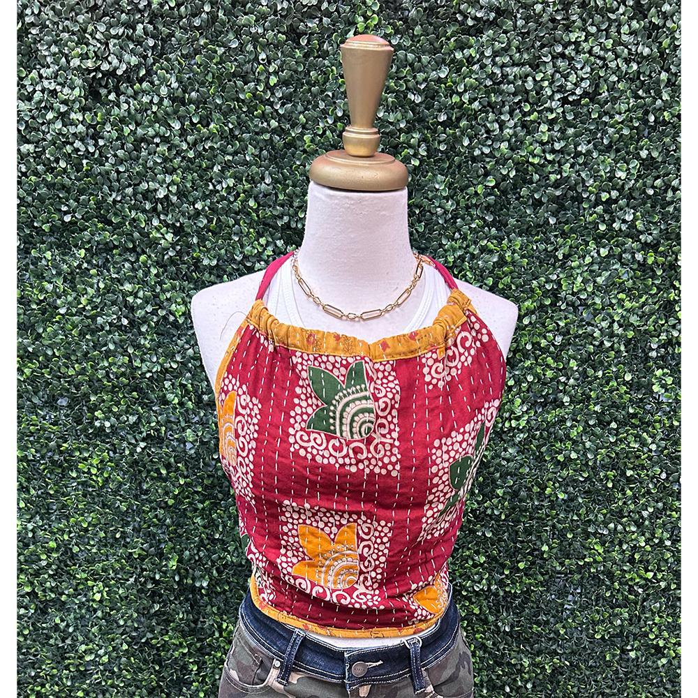 Kamil Kantha Reversible Halter Top - One of a Kind Patterns