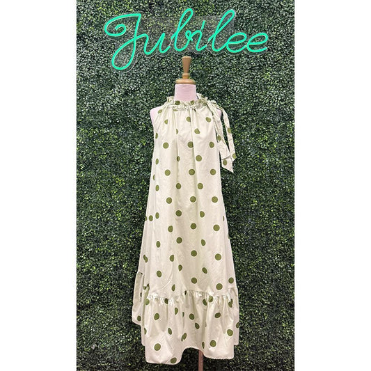 Deena Sage Polka Dot Midi Dress