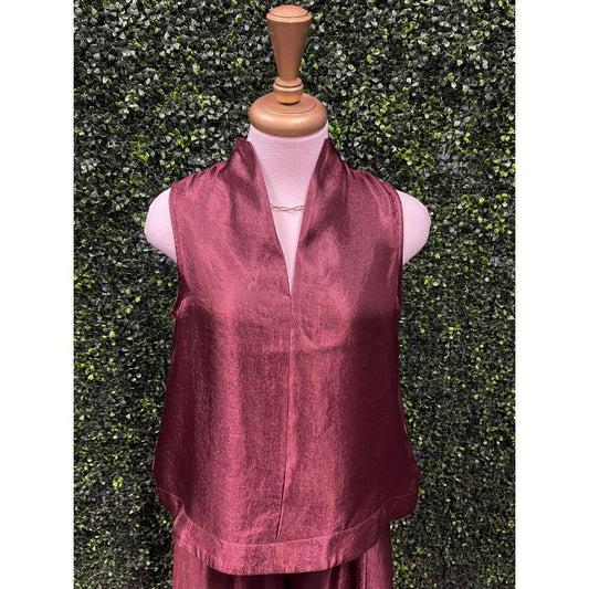Fiona Burgundy V-Neck Top