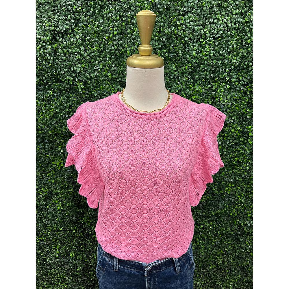 Shayna Candy Pink Round Neck Knit Top