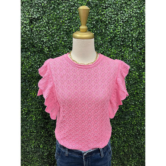Shayna Candy Pink Round Neck Knit Top