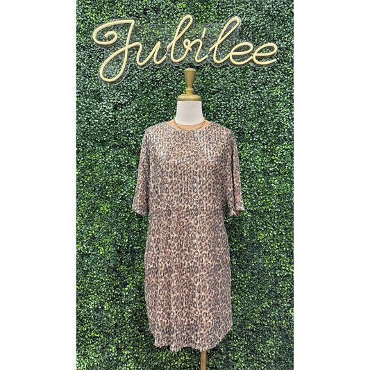 Renia Cheetah Sequin Dress
