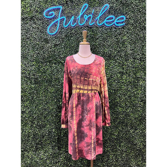 Coral Mocha Tie Dye Babydoll Dress