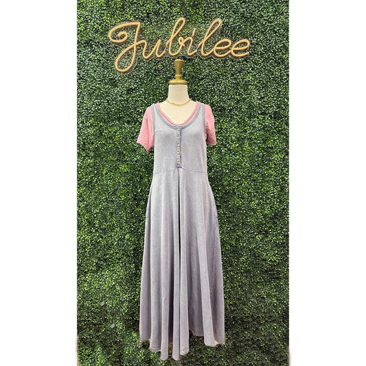 Faded Denim Sleeveless Mineral Washed Palazzo Jumpsuit