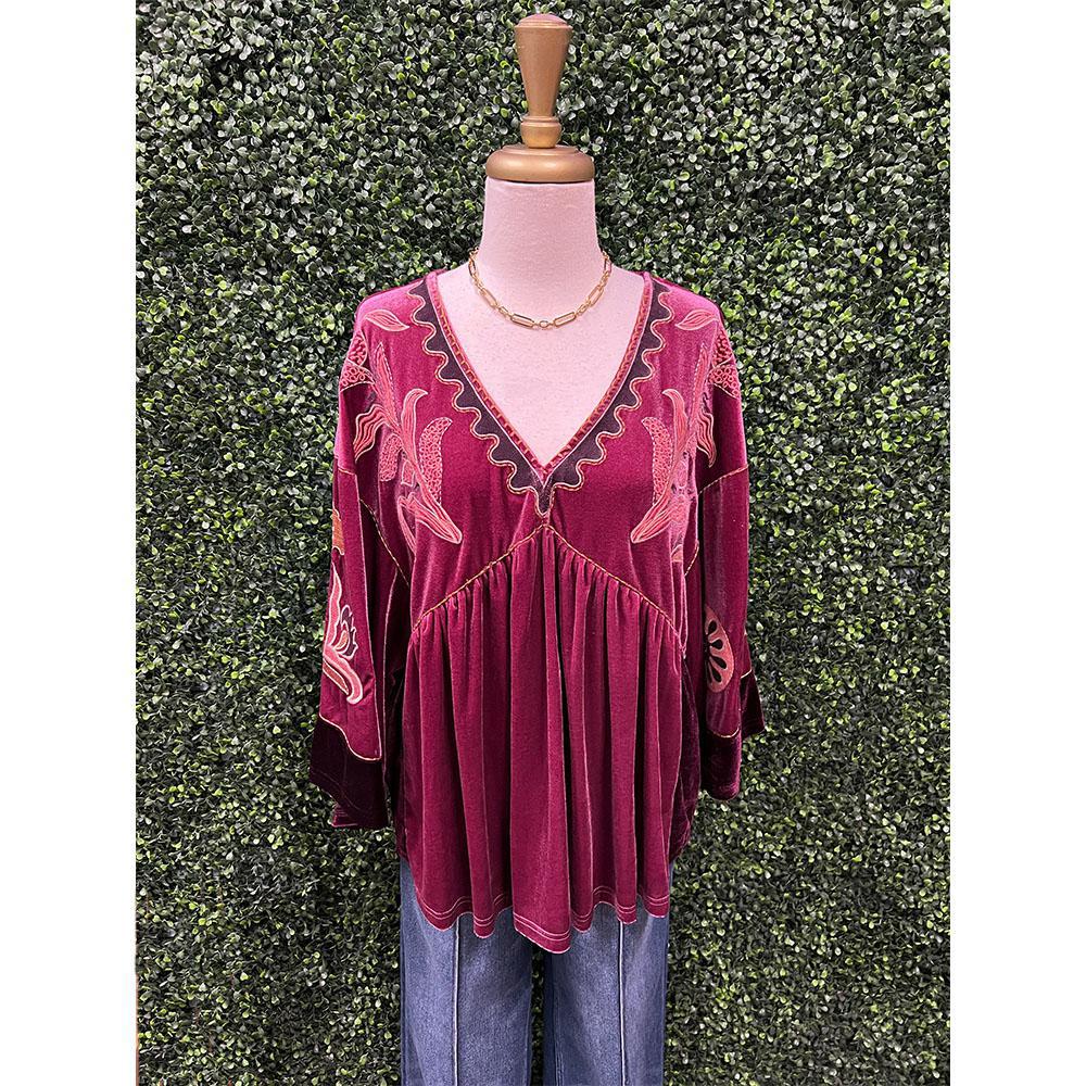 Magenta Velvet Babydoll Tunic