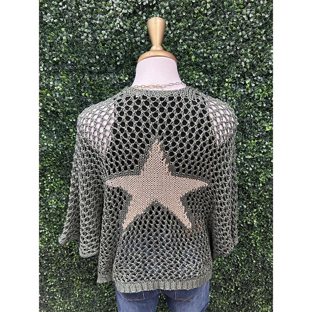 Army Green Back Star Cardigan