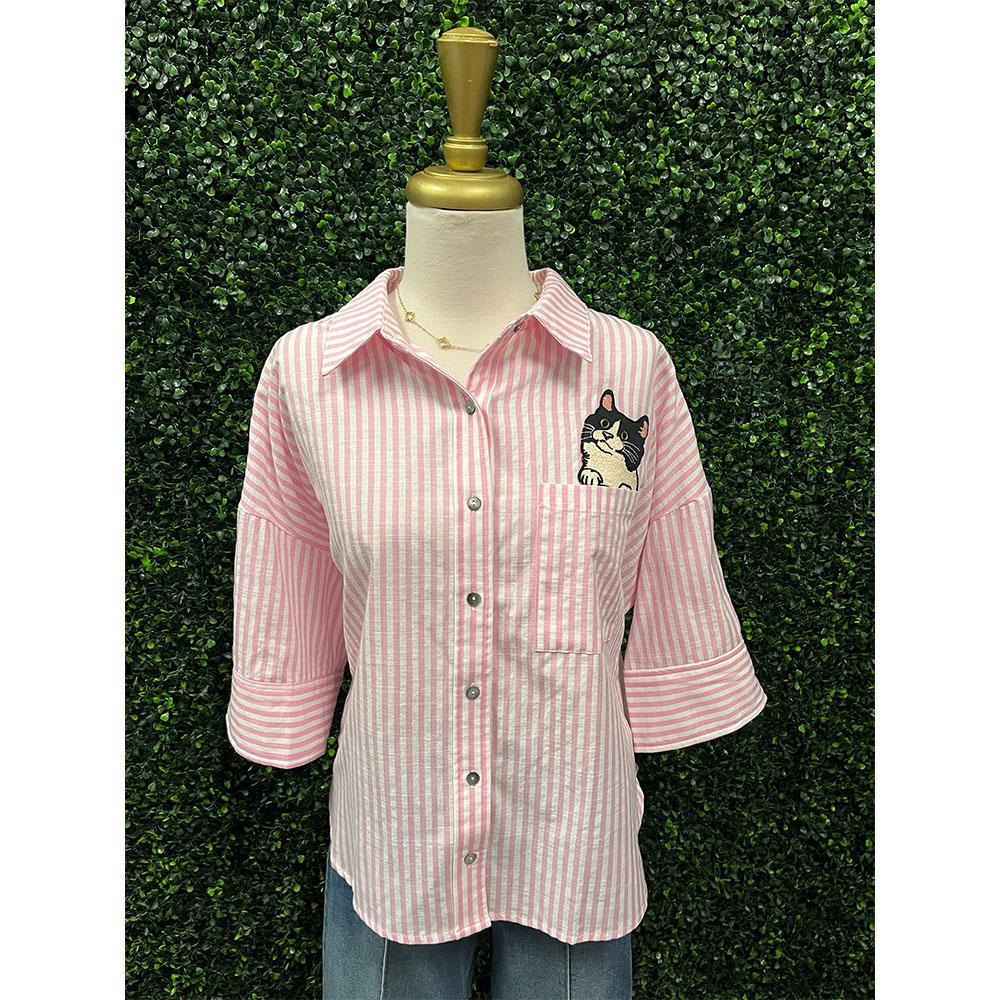 Baby Pink Kitty Patch Top