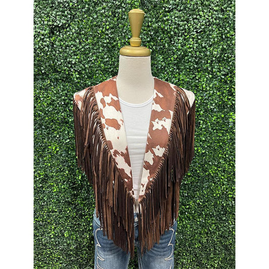 Cow Print Fringe Collar