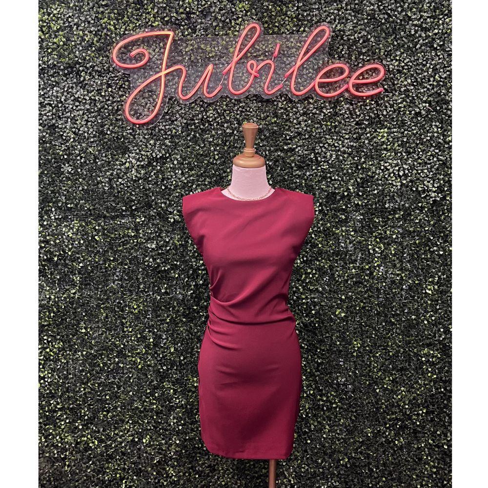 Trinity Burgundy Ruched Mini Dress